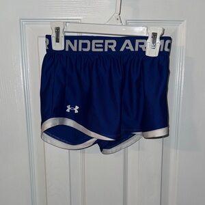 Under Armour Navy Blue Women’s Athletic Shorts with White Trim